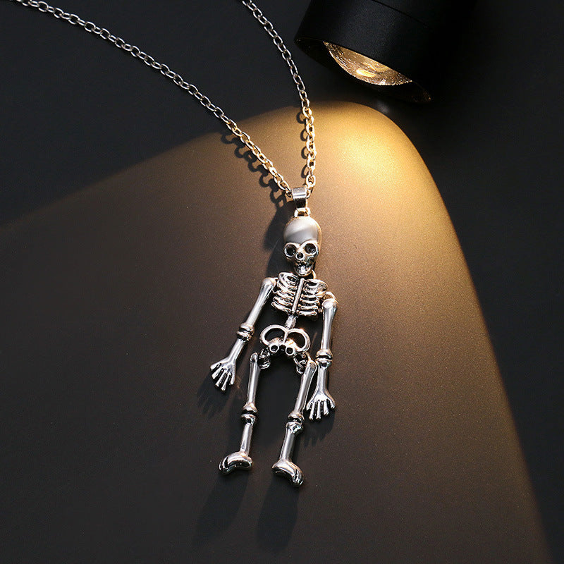 Ghost Festival Skull & Pumpkin Bat Pendant Necklace