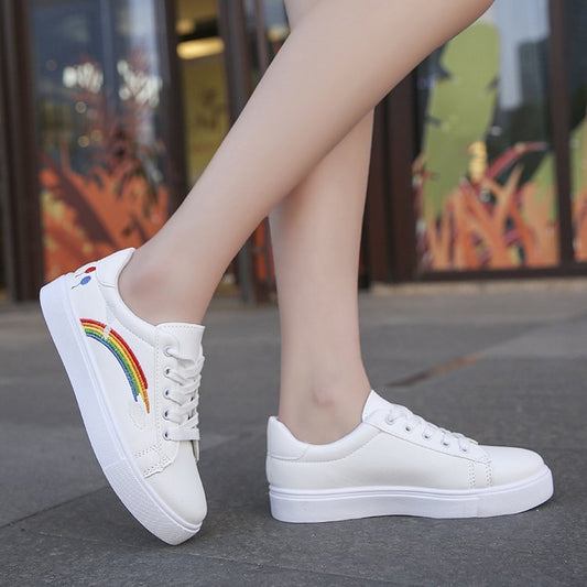 Stylish Rainbow White Shoes for Women | Trendy Footwear