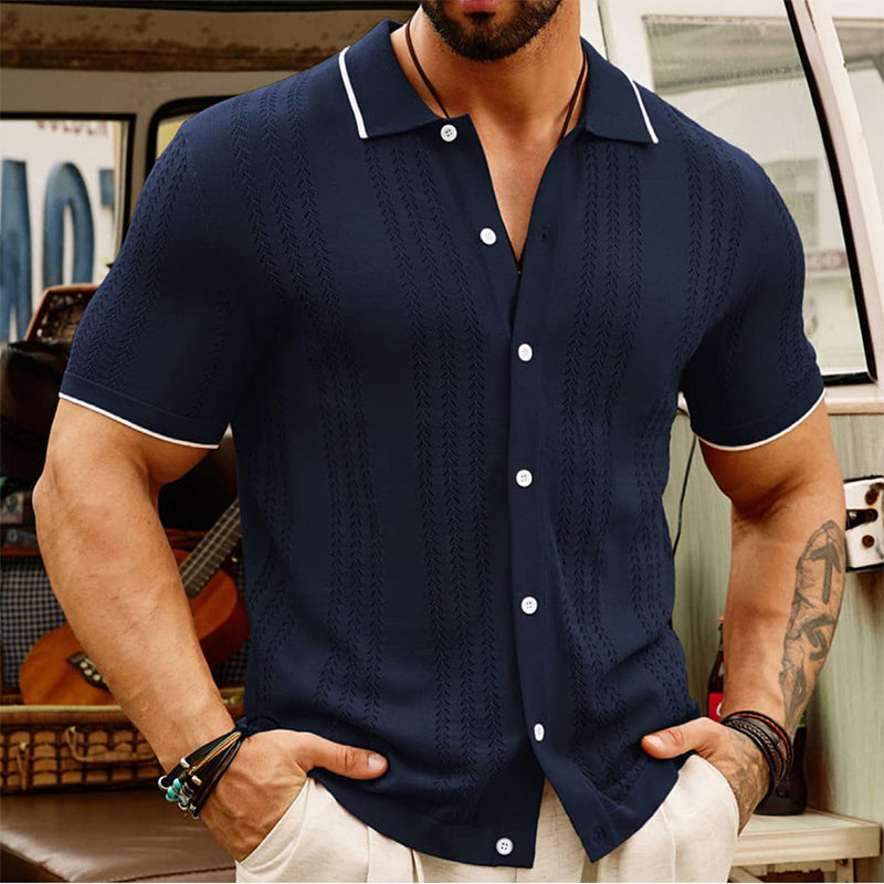 Men's Summer Polo: Short-Sleeve Button Lapel Top