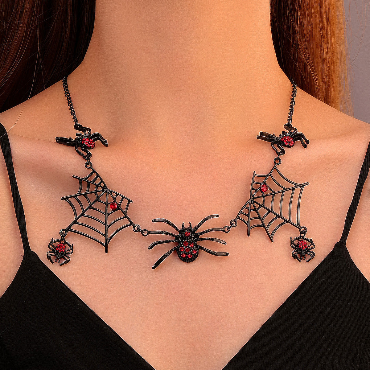 Halloween Spider Web Clavicle Necklace for Fashion