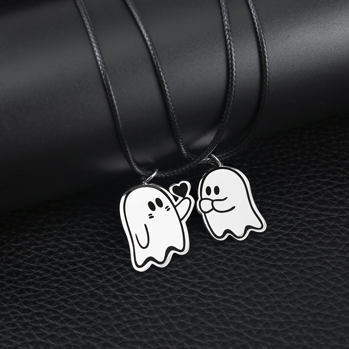 Halloween Cute Ghost Couple Pendant Necklace for Lovers