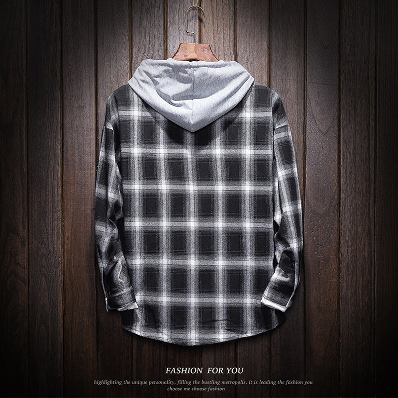 Hooded Plaid Shirt Casual Coat - Stylish & Warm