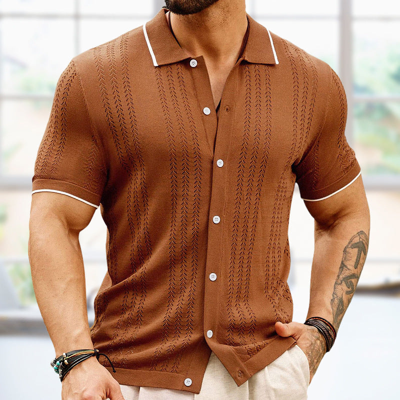 Men's Summer Polo: Short-Sleeve Button Lapel Top