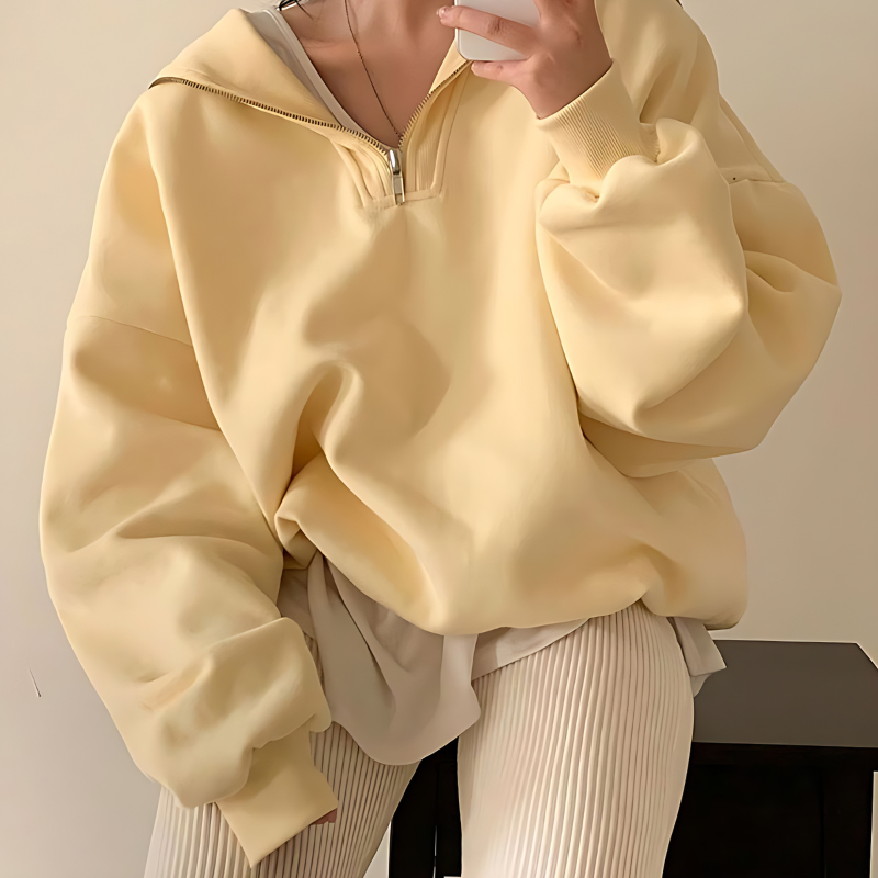 Age-Reducing Sailor Collar Solid Hoodie - Women