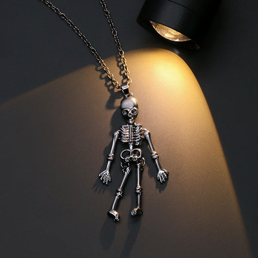 Ghost Festival Skull & Pumpkin Bat Pendant Necklace