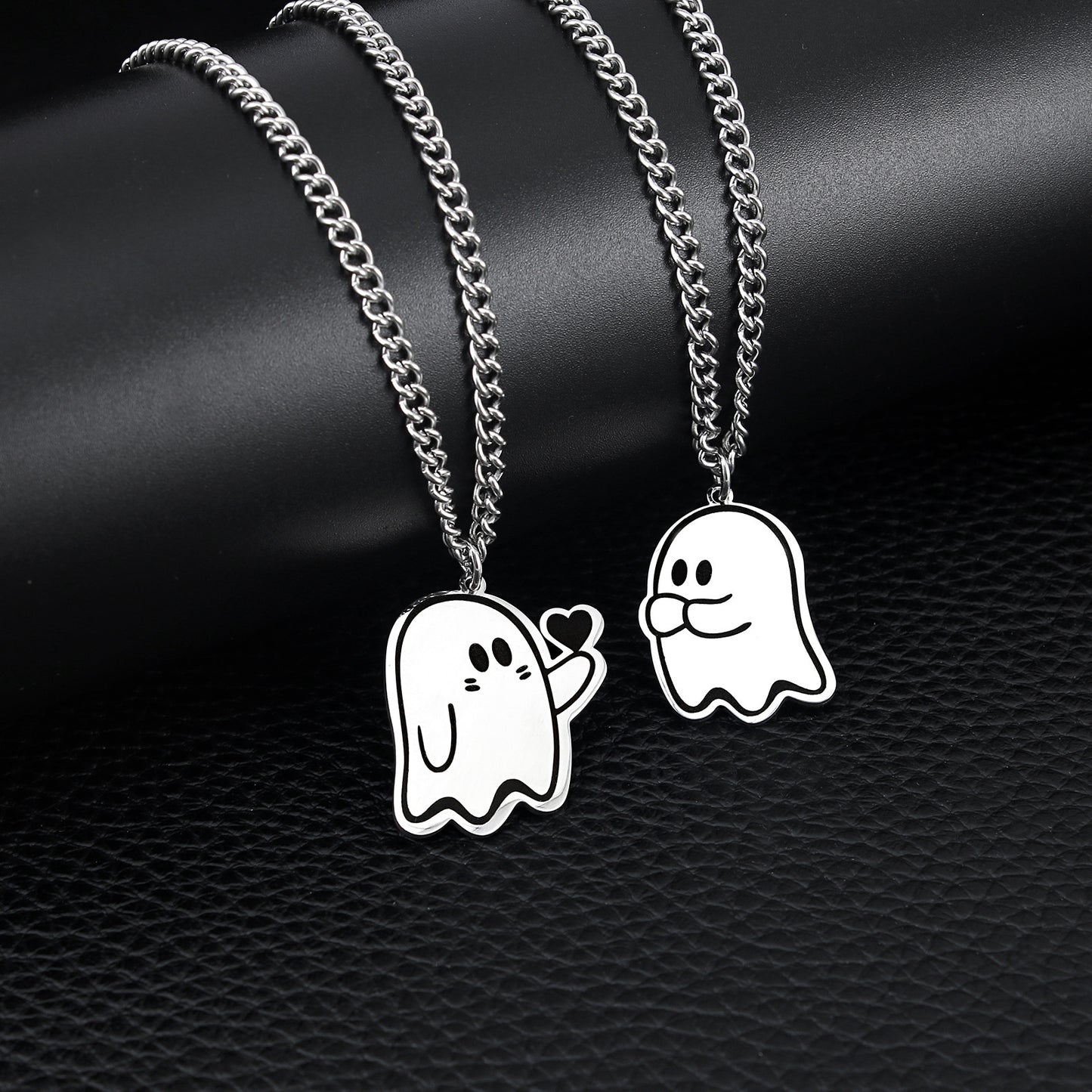 Halloween Cute Ghost Couple Pendant Necklace for Lovers