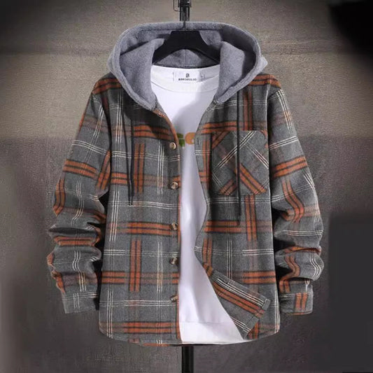 Autumn Plaid Long-Sleeve Cardigan Shirt - Trendy & Casual